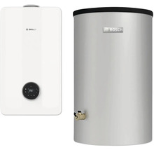 Zwei Warmwasserbereiter von Bosch nebeneinander.