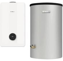 Zwei Warmwasserbereiter von Bosch nebeneinander.