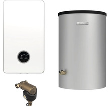 Heizungsanlage mit Warmwasserspeicher, Heizkessel und Magnetitabscheider