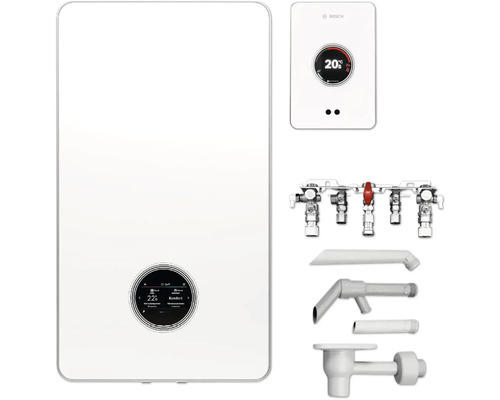 Bosch Gas-Brennwerttherme mit Regler, Verteiler und Zubehör