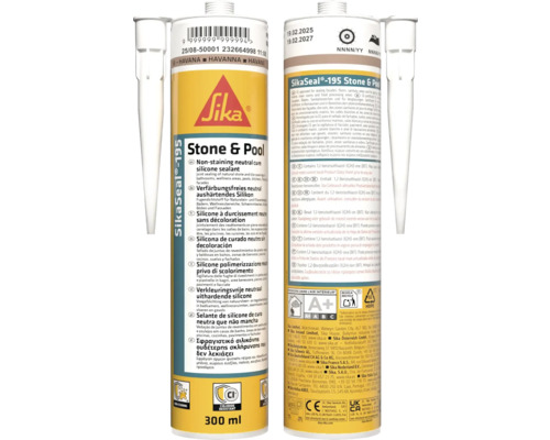 SikaSeal 195 Stone and Pool Silikon Dichtstoff für Stein und Fliesen, 300 ml
