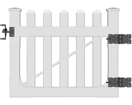 Einzeltor Alaska 100 x 80 cm weiß Weißes Gartentor mit Beschlägen