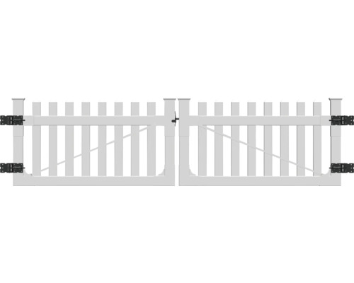 Doppeltor Alaska 300 x 80 cm weiß Offenes weißes Gartentor mit Beschlägen