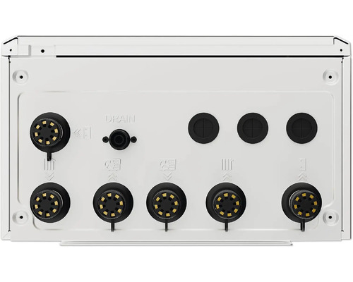 Anschlüsse und Ablassvorrichtung eines Geräts