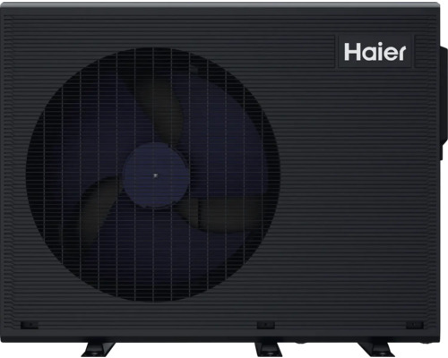 Haier Logo auf schwarzem Klimaanlagen-Außengerät