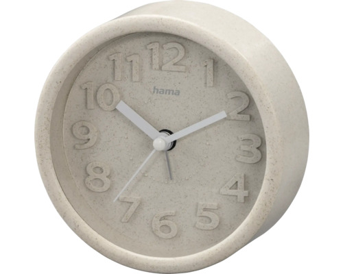 Wecker Analog Fuerteventura 3D-Ziffern geräuschlos beige Ø 12 cm Heller runder Hama Wecker mit Ziffernblatt