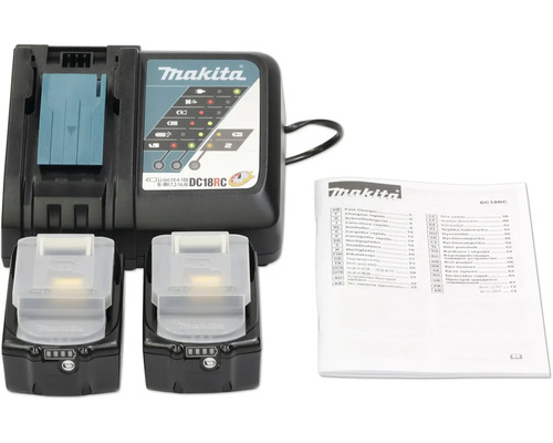 Makita Akku-Ladegerät mit zwei Akkus und Bedienungsanleitung