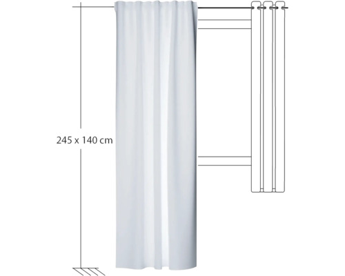 Weißer Gardinenschal, 245 mal 140 cm, mit Ösenaufhängung