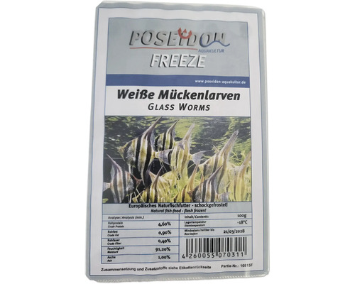 Poseidon Freeze Weiße Mückenlarven, gefrorenes Fischfutter