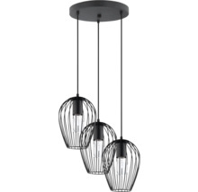 Dreiflammige Pendelleuchte mit Lampenschirmen aus Metalldraht