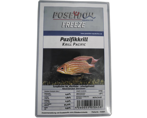 Frostfutter POSEIDON Krill fein 100 g Poseidon Freeze Pazifikkrill Fischfutterpackung