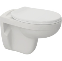 Wand-Tiefspülklosett mit montiertem Toilettendeckel