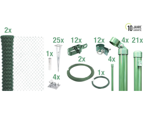 Kompletter Maschendrahtzaun mit Pfosten und Zubehör sowie 10 Jahre Garantie