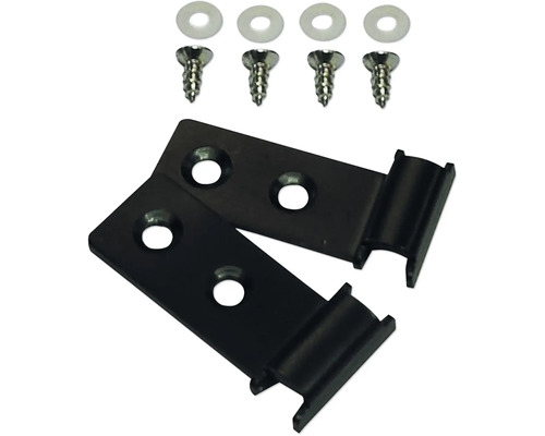 Zwei Gardinenstangenhalterungen mit Schrauben und Unterlegscheiben