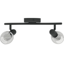 Deckenleuchte mit zwei transparenten Glaskugeln