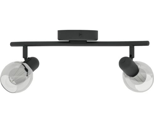 Deckenleuchte mit zwei transparenten Glaskugeln