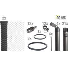 Komplettes Zaunbausatz mit Maschendrahtzaun, Zaunpfosten und Zubehör