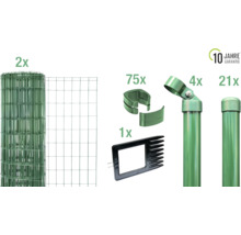 Komponenten für einen Zaun inklusive Drahtrolle und Zaunpfosten mit einer Garantie von 10 Jahren