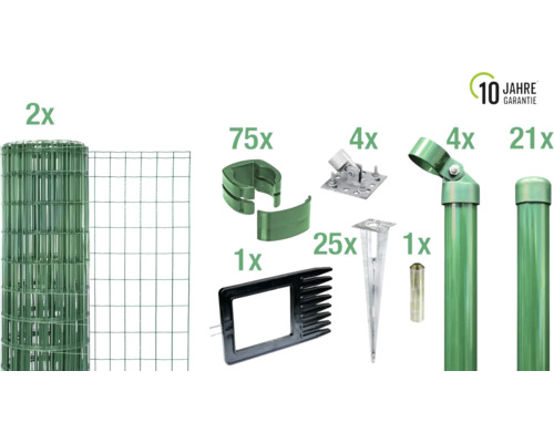 Komplettes Zaunbausatz-Set mit Drahtrolle, Zaunpfosten und Zubehör