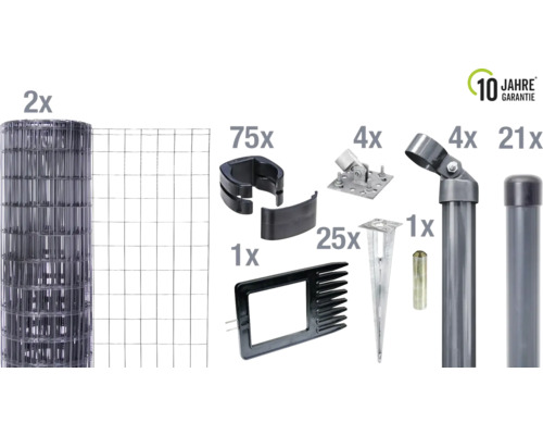Komplette Zaunanlage mit Drahtrolle und Zubehör