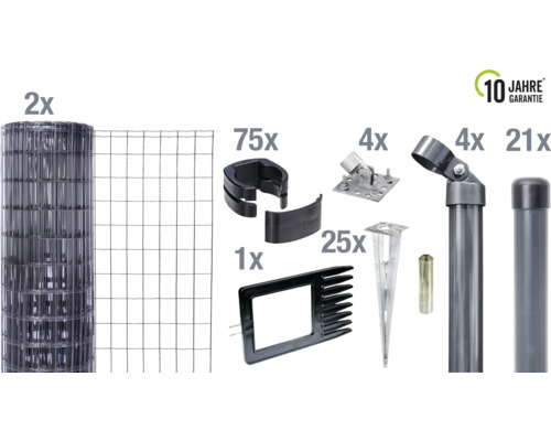 Komplettset für Zaunbau mit Drahtrolle und Zubehör