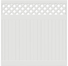 Gartenzaun aus Kunststoff mit Latten und Ziergitter