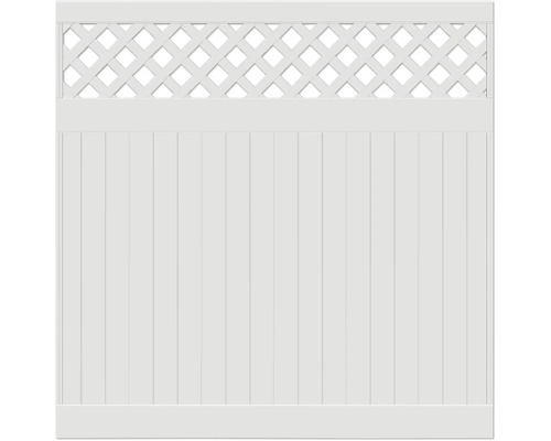 Gartenzaun aus Kunststoff mit Latten und Ziergitter