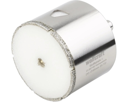 Wolfcraft Diamant-Lochsäge mit Zentrierspitze, 65 mm Durchmesser