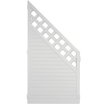 Sichtschutzelement mit Holzpaneelen und diagonalem Lattenzaun