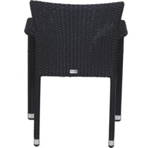 Gartenstuhl Siena Garden aus Geflecht in Anthrazit mit Armlehnen, Rückansicht.