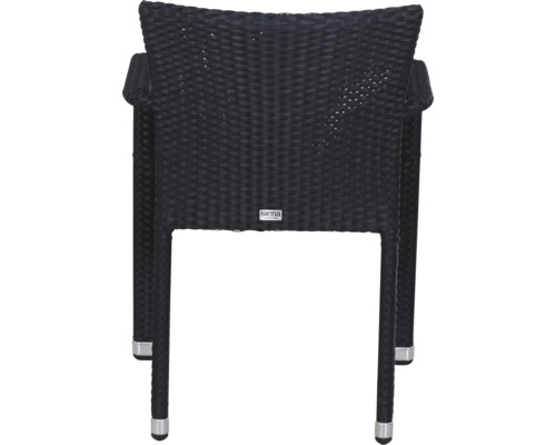 Gartenstuhl Siena Garden aus Geflecht in Anthrazit mit Armlehnen, Rückansicht.