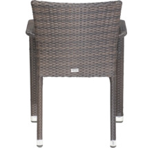 Siena Garden Gartenstuhl aus Polyrattan-Geflecht in Braun, Rückansicht mit Armlehnen.