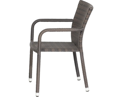 Gartenstuhl aus Polyrattan-Geflecht mit Armlehnen, dunkelbraun