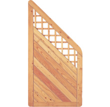 Holztor mit diagonaler Lattenstruktur und Gittereinsatz