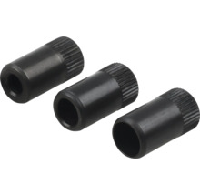 Drei gerändelte Metallhülsen