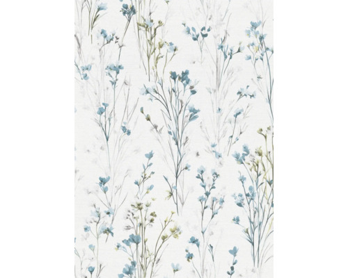 Tapete mit floralem Muster aus blauen Blumen