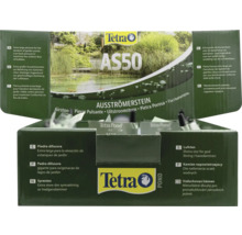 Verkaufsverpackung mit Tetra Pond AS50 Ausströmersteinen für die Belüftung von Gartenteichen, Tetra Logo.
