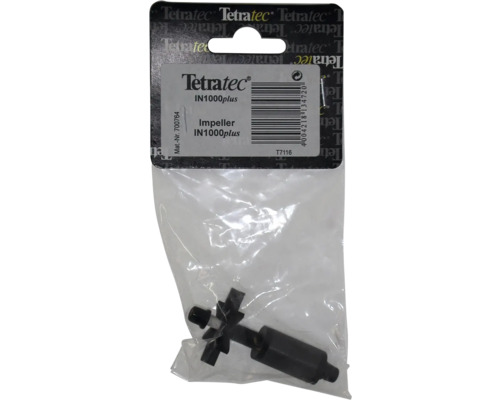 Schwarzer Impeller IN1000plus von Tetratec für Aquarienfilter in Kunststoffverpackung.