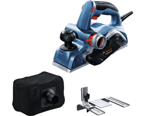 Bosch Professional Elektrohobel mit Staubbeutel und Parallelanschlag.