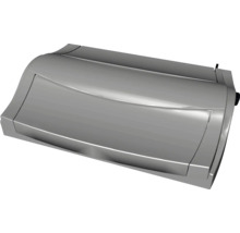 Metallgehäuse für Garagentorantrieb mit gewölbtem Design.