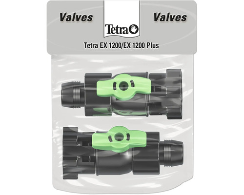 Tetra Absperrhähne aus Kunststoff mit grünen Griffen für die Außenfilter EX 1200 und EX 1200 Plus, 2er-Set.