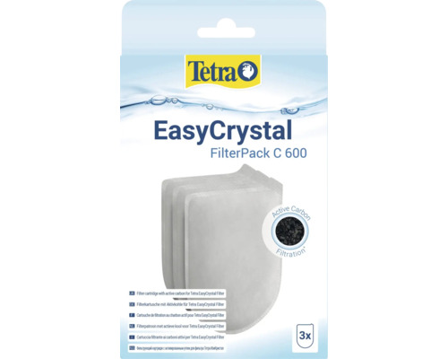 Tetra EasyCrystal FilterPack C 600, Filterkartuschen mit Aktivkohle für Aquariumfilter, 3 Stück.