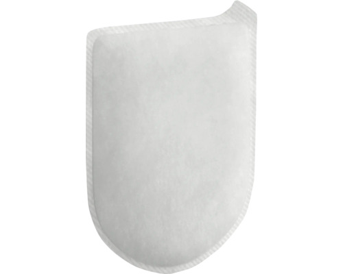 Weißes Filtervlies für Pool oder Spa mit abgerundeten Ecken und versiegeltem Rand.