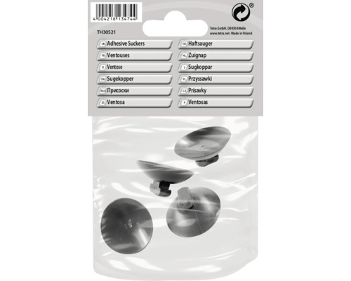Haftsauger Set mit 4 Stück in einer Verpackung.