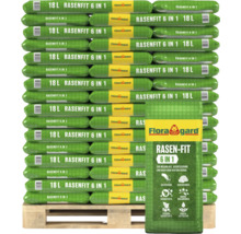 Palette mit mehreren Säcken Flora Gard Rasen-Fit 6 in 1 Rasenerde