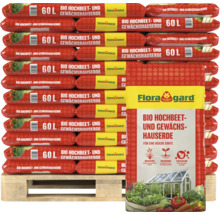 Palette mit Säcken Bio Hochbeet- und Gewächshauserde von Floragard, 60 Liter