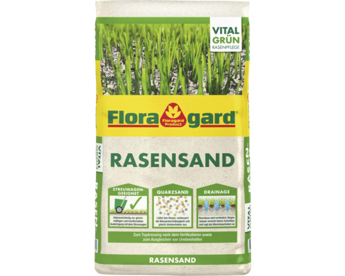 Floragard Rasensand zur Rasenpflege in einer Verpackung