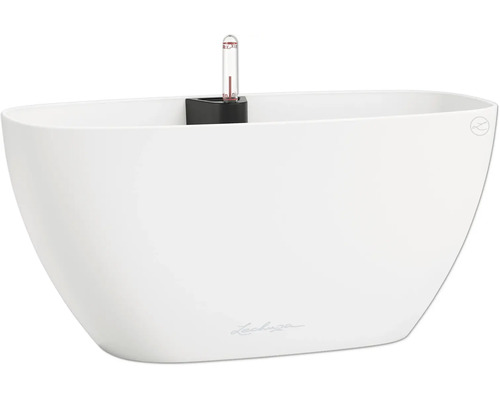 Weißer Pflanztopf mit Wasserstandsanzeige