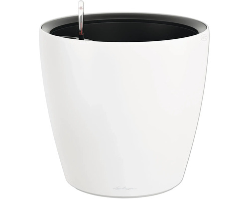 Weißer Pflanztopf mit Wasserstandsanzeige
