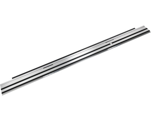 Silberne Führungsschiene aus Aluminium mit schwarzen Gleitstreifen für präzise Schnitte.